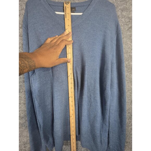M&S Sweater Mens Large Blue Cashmilon V Neck Pullover Long Sleeve Stains Pilling - Picture 5 of 8